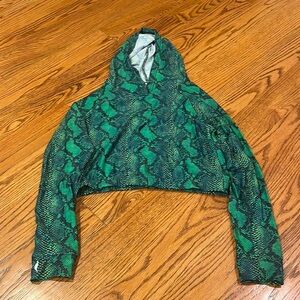 Pheel Woman’s Green Snakeskin Light Hoodie Size S